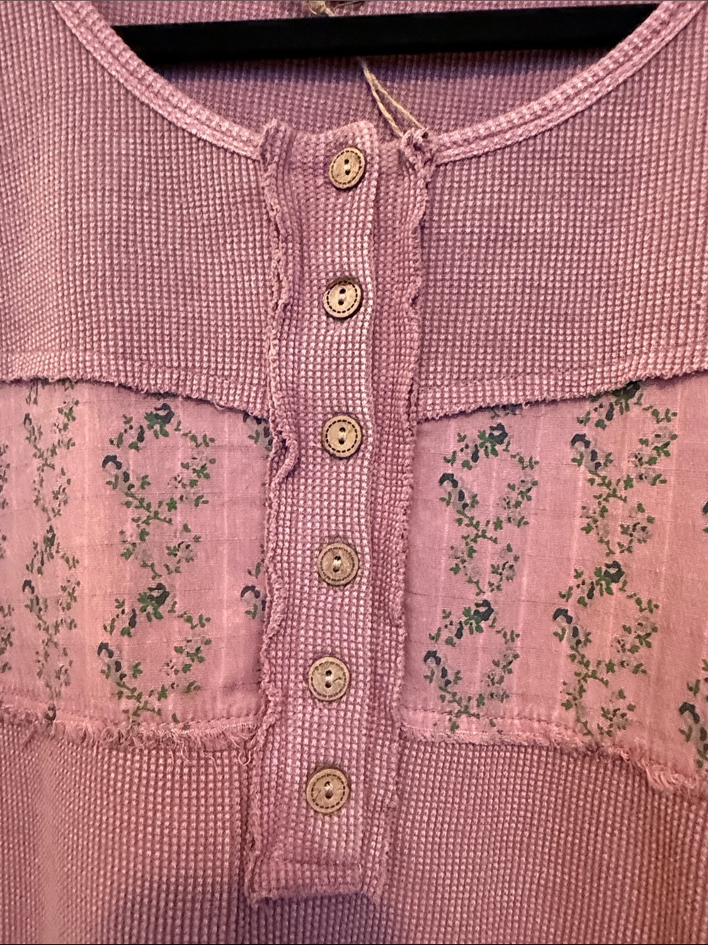 easel Mauve Patchwork Floral Henley Sweatshirt - Picture 4 of 15